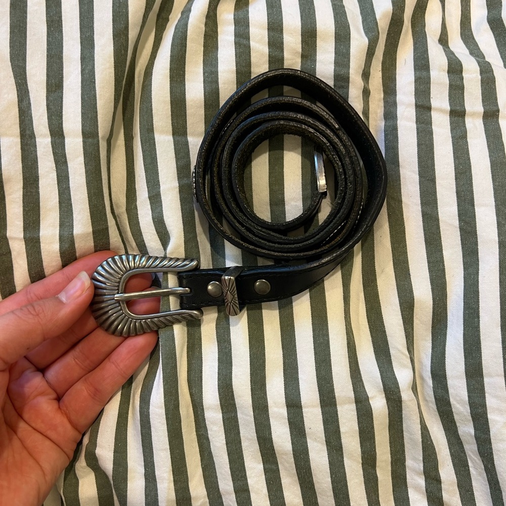 Black leather western-style belt